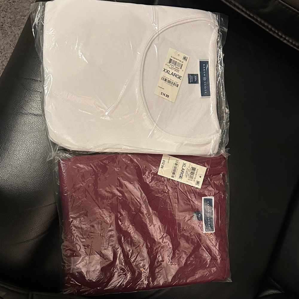 Karen Scott Nautica White XXL and Burgundy Shirt XL Bundle Set